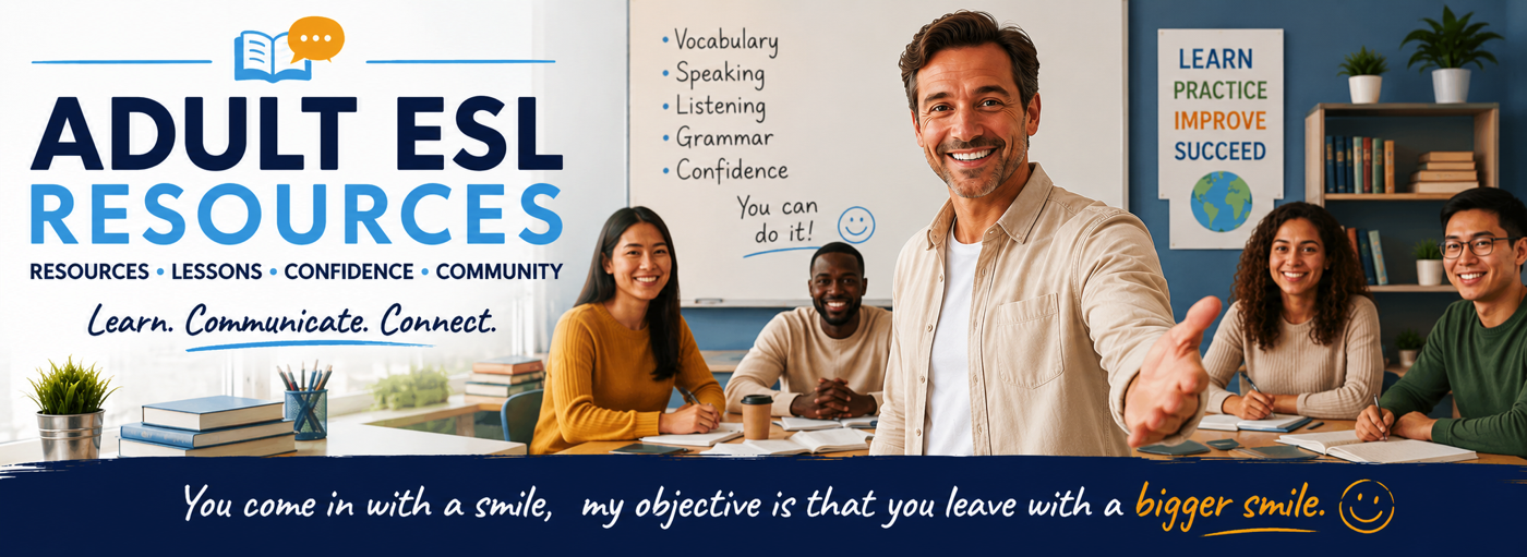 Adult ESL Resources classroom banner