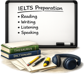 IELTS preparation for Reading, Writing, Listening and Speaking