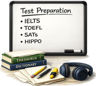 Test preparation for IELTS, TOEFL, SATs and HIPPO