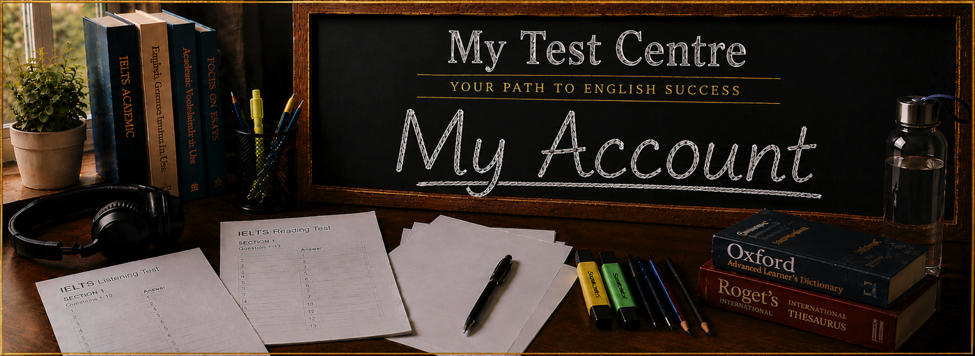 My Account — manage your private My Test Centre student account