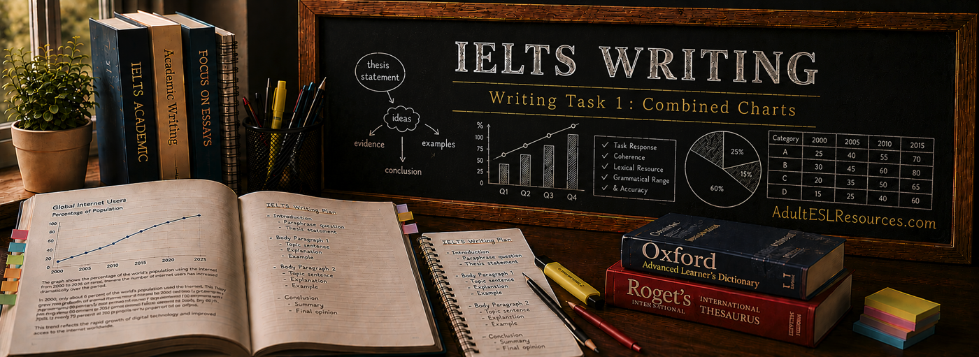 IELTS Writing Task 1 combined charts