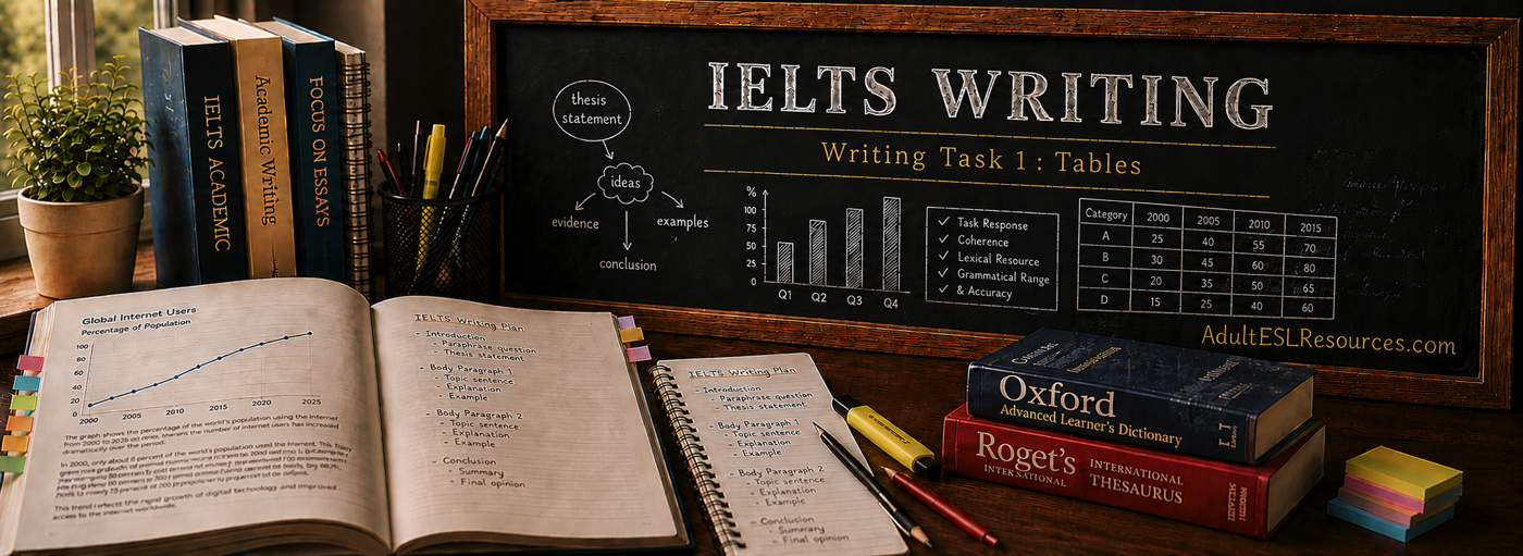 IELTS Writing Task 1 tables